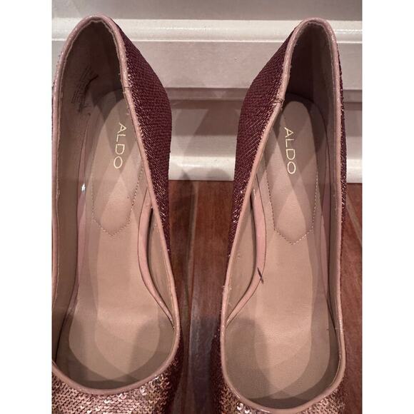 Aldo Rose Gold Pink Sparkly Sequined Stessy High Heels Dressy Elegant Size 8.5 - Picture 6 of 8